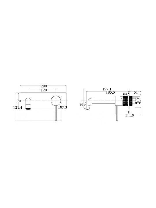 Sparke Miratto 04 Brushed Built-in Mixer & Spout Set for for Bathroom Sink 1 Exit Gold