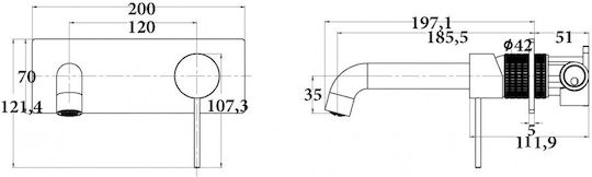 Sparke Miratto 04 Gun Metal Built-in Mixer & Spout Set for for Bathroom Sink 1 Exit Gray Sparke Miratto 04 Gun Metal Built-in Mixer & Spout Set for for Bathroom Sink 1 Exit Gray