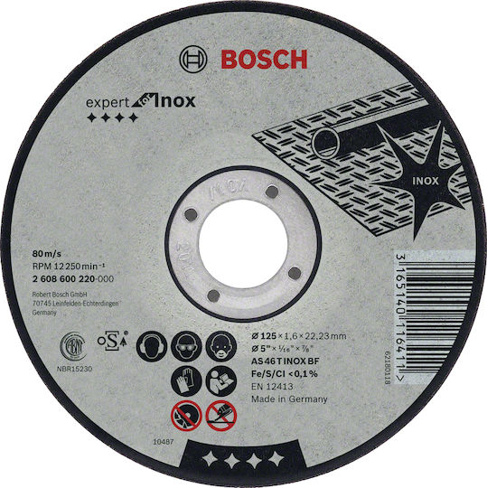 Bosch Cutting Disc Inox 115mm Cutting Disc Metal Hole Diameter 115mm 1pcs