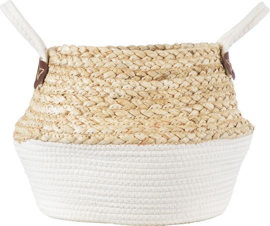 GloboStar Kimolos Planter Wicker Beige with Stand 29x29x30cm.