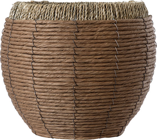 GloboStar Amorgos Übertopf Korbweide Beige 25x25x21εκ.