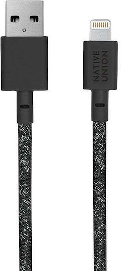 Native Union Belt Braided USB-A to Lightning Cable Γκρι 1.2m Cosmos (BELT-L-CS-BLK-2-NP)