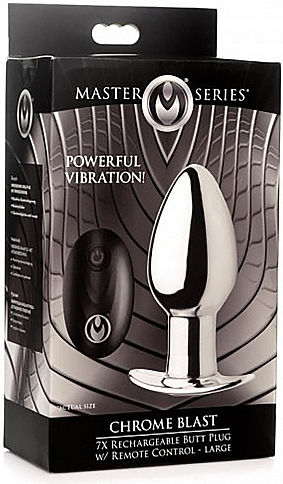 XR Anal Plug mit kabelloser Funktion und Vibration Groß Silber