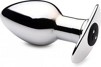 XR Anal Plug mit kabelloser Funktion und Vibration Groß Silber