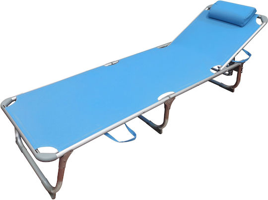 Strandliegen Hellblau Faltbar mit Kissen 190x60x30cm. 1Stück