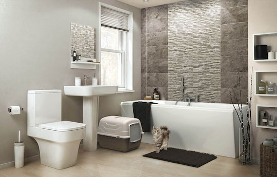 BigBuy Toilet Arena Τουαλέτα Γάτας Κλειστή Γκρι Μ52 x Π40 x Υ40cm