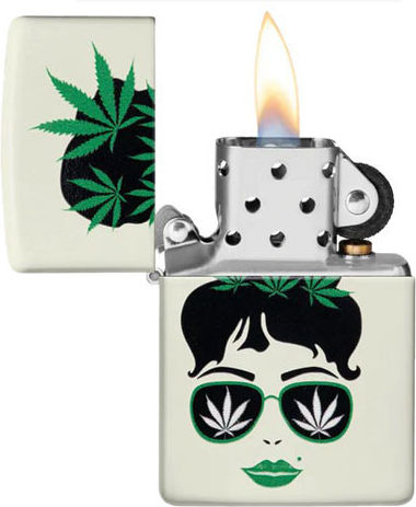 Zippo Cannabis Design Windproof Flame Lighter in White Color