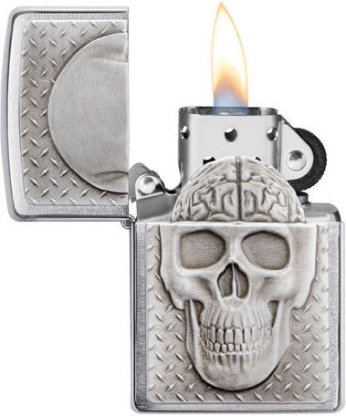 Zippo Αντιανεμικός Αναπτήρας Φλόγας Skull With Brain Surprise