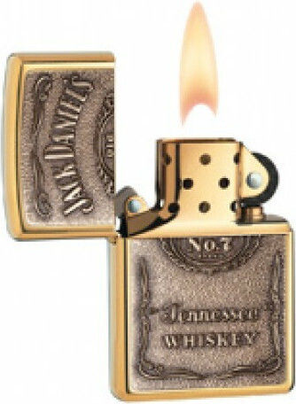 Zippo Jack Daniel's Αντιανεμικός Αναπτήρας Φλόγας σε Χρυσό χρώμα