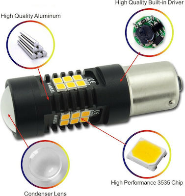 Lamps PY21W-BAU15s Canbus LED Orange 12V 9W 1pcs