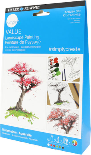 Daler Rowney Activity Landscape Set de Colorat cu Aquarelle 23x15cm 12buc