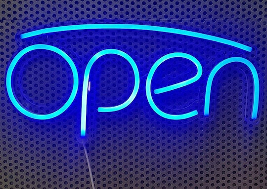 Neon Light Sign Open LED Sign 39.5x19cm Blue