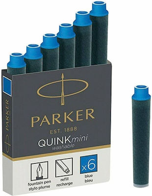 Parker Quink Rezervă Cerneală pentru Stilou în culoarea Albastru Cartuș mini 6buc 1185.2386.16