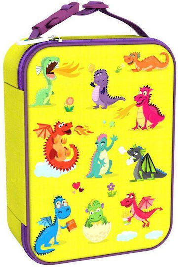 Ion8 Lunch Bag Schulische Isothermische Hand-Lunch-Tasche 4.2Es Gelb Dinosaurier 19.5 x 8 x 26.5cm