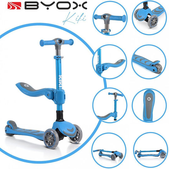 Byox Kids Scooter Foldable Kiki 3-Wheel with Seat for 3+ Years Blue