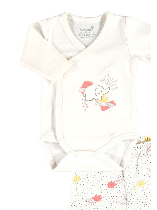 Biorganic Baby Bodysuit Set Long-Sleeved with Pants Ecru