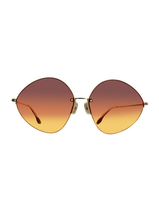 Victoria Beckham Women's Sunglasses with Gold Metal Frame and Green Gradient Lens VB220S 732