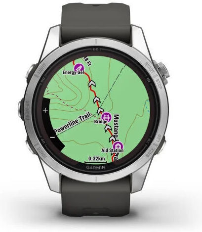 Garmin Fenix 7S Pro Solar Edelstahl 42mm Wasserdicht Smartwatch mit Pulsmesser (Silver with Graphite Band)