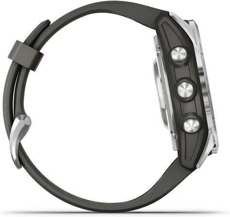 Garmin Fenix 7S Pro Solar Edelstahl 42mm Wasserdicht Smartwatch mit Pulsmesser (Silver with Graphite Band)