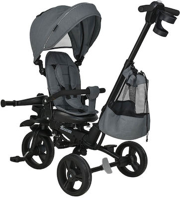 Bebe Stars 360° Aviator Kids Tricycle Foldable With Sunshade, Storage Basket & Push Handle for 1-5 Years Gray