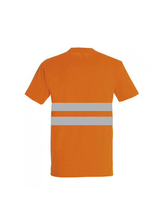 Kids Moda Short Sleeve Cotton Work T-shirt with Reflective Tapes Orange