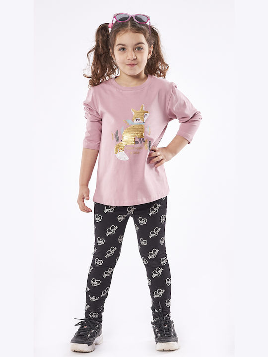 Εβίτα Kids Set with Leggings Winter 2pcs Pink