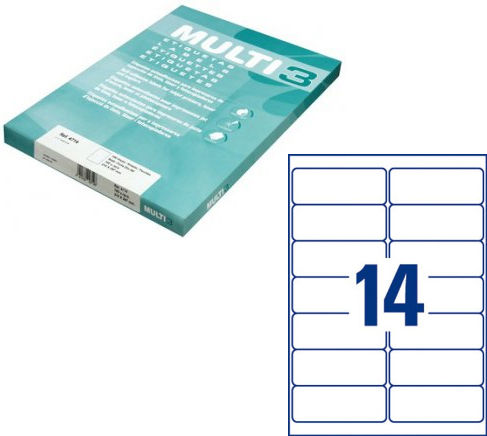 Multi 3 1400 Αυτοκόλλητες Ετικέτες Α4 Ορθογώνιες 99.1x38.1mm