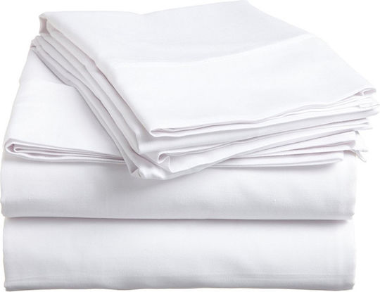Lino Home Linosa Hotel Sheet White Single 170x270cm Cotton & Polyester 1pcs