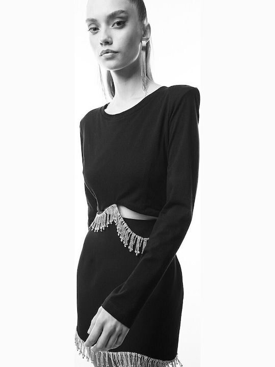 Γυναικείο Crop Top Μακρυμάνικο Μαύρο