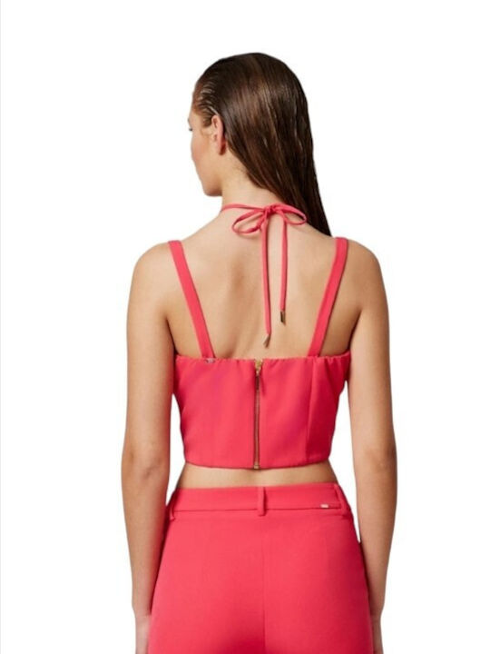 BSB Women's Corset Blouse with Straps Fuchsia