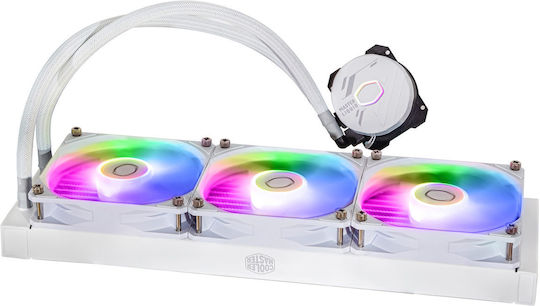 CoolerMaster MasterLiquid 360L Core CPU Water Cooling Triple Fan 120mm for Socket AM4/AM5/1700/1200/115x with ARGB Lighting White