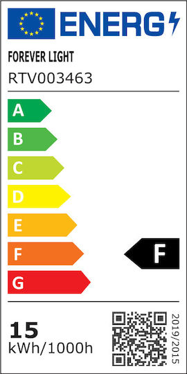 Forever Light Bec LED 15W 120mm pentru Soclu E27 și Formă A67 Alb rece 1470lm