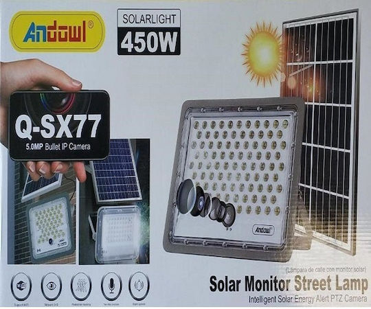 Andowl Στεγανός Ηλιακός Προβολέας LED 450W Ψυχρό Λευκό 6500K με Τηλεχειριστήριο IP65