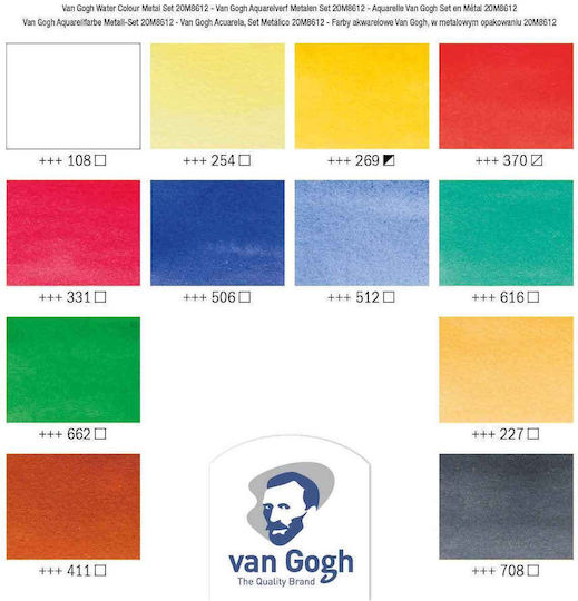 Royal Talens Van Gogh Watercolour Metal Case Set of Watercolours Multicolored 12pcs