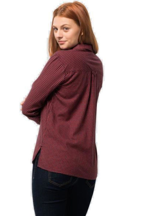 Jack Wolfskin Women's Checked Long Sleeve Shirt Red