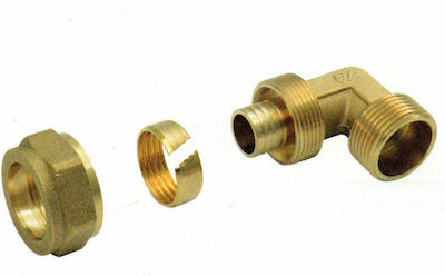 Pipe Elbow Fitting Brass 1/2" Male 16mm 64032