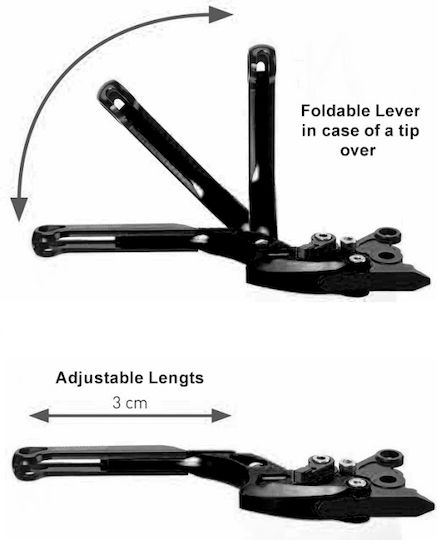 Moto Discovery Set of Motorcycle Brake/Clutch Levers Flexible Adjustable for Sym Cruisym 300 Black 713001/MXTL