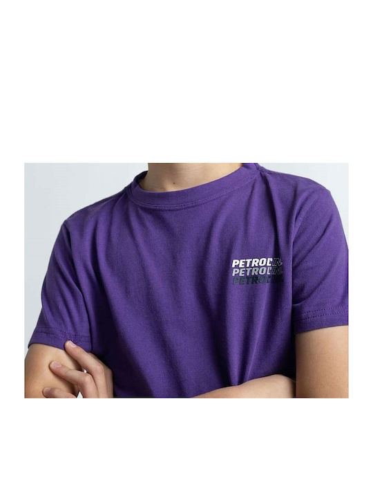 Petrol Industries T-shirt Bărbătesc cu Mânecă Scurtă Violet