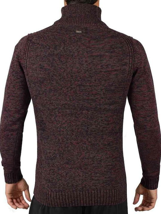 Petrol Industries Men's Long Sleeve Sweater with Buttons Burgundy