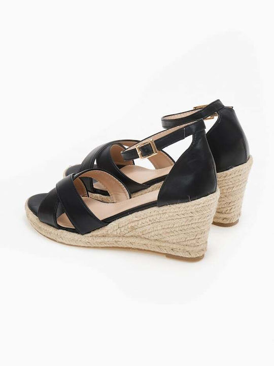 Issue Fashion Platforme dama în stil espadrile Negre