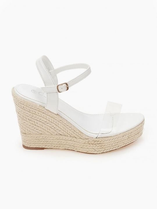 Issue Fashion Women's Ankle Strap Platforms White