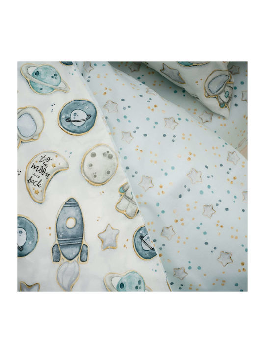 Vesta Home Astronaut Βρεφικό Κουβερλί Βαμβακερό Μπλε 120x160cm