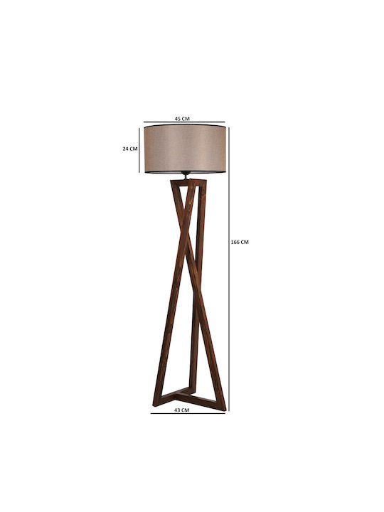 Macka Floor Lamp H166xW45cm. with Socket for Bulb E27 Beige