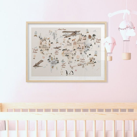 Walls Kids Wall Art Map Animals Airplanes