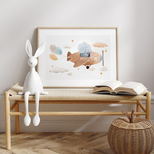 Walls Kids Framed Elephant Airplane