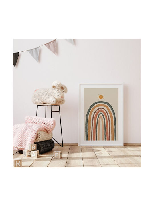 Walls Kids Wall Art Pastel Rainbow with Black Wooden Frame 15x20cm