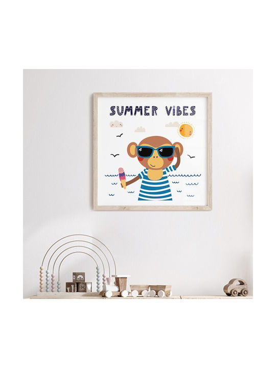 Walls Kids Wall Art Cat in Space with Black Wooden Frame 30x30cm