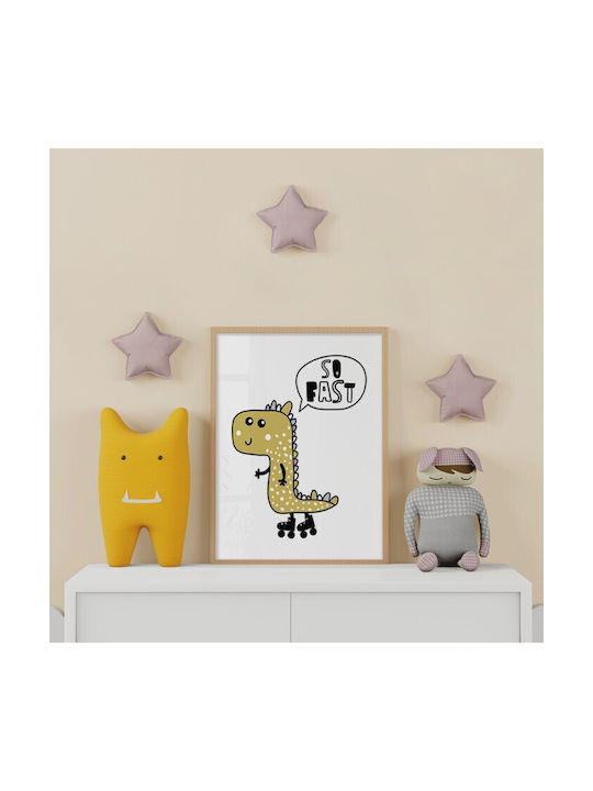 Walls Kids Wall Art Dinosaur Skateboard Framed Wooden 40x50cm