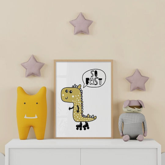 Walls Kids Wall Art Dinosaur and Roller Skates Framed