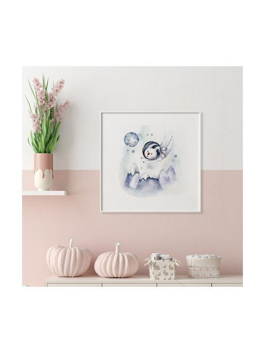 Walls Kids Wall Art Bunny in Space Wooden Frame 20x20cm